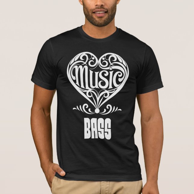 Elegantes Scrolled Herz für Bass Liebhaber T-Shirt (Vorderseite)
