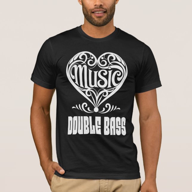 Elegantes Scrolled Herz für Double Bass Liebhaber T-Shirt (Vorderseite)