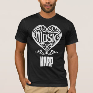 Elegantes Scrolled Herz für Harfenliebhaber T-Shirt