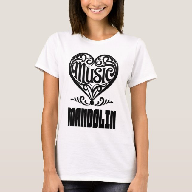 Elegantes Scrolled Herz für Mandolin Liebhaber T-Shirt (Vorderseite)