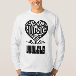 Elegantes Scrolled Herz für Ukulele Liebhaber T-Shirt