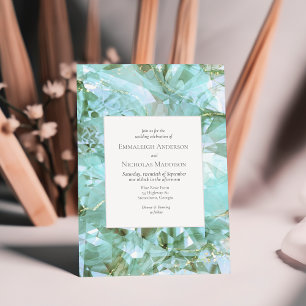 Elegantes Sea Glass Crystal Gemstone Hochzeit Einladung