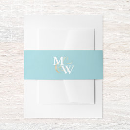 Elegantes Sea Glass Monogram Gold Ampersand Hochze Einladungsbanderole