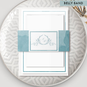 Elegantes Sea Glass Monogram Wassercolor Hochzeit Einladungsbanderole