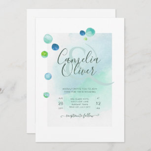Elegantes Sea Glass Watercolor Boho Wedding Invita Einladung