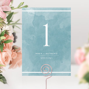 Elegantes Sea Glass Watercolor Tischnummer