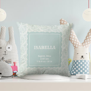 Elegantes Seafoam Green Imitats Lace Boy Girl Kind Kissen
