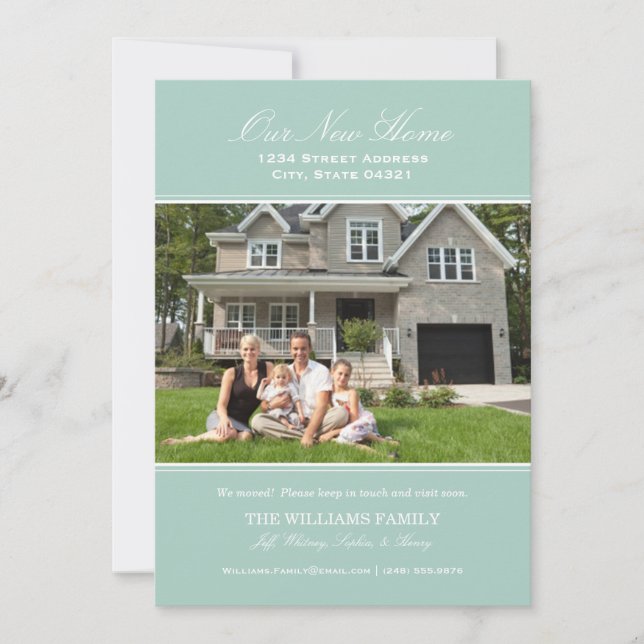 Elegantes Seafoam Unser neues Zuhause-Foto Ankündigung (Vorderseite)