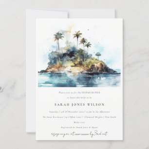 Elegantes Seascape Palm Tree Island Brautparty Einladung