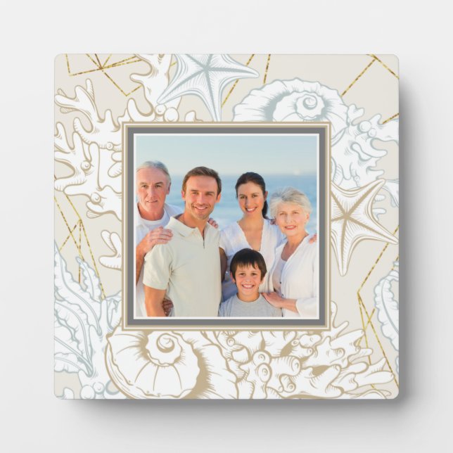 Elegantes Seashell Beach Marine Personalisiertes F Fotoplatte (Vorderseite)