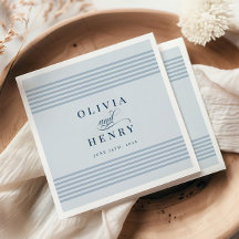 Elegantes Seaside Coastal Blue Stripe Hochzeitssym