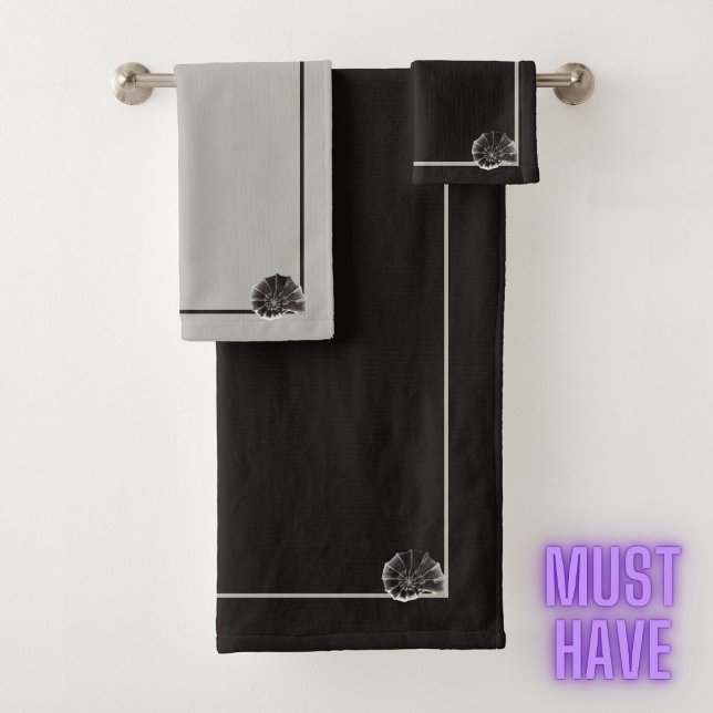 Elegantes Seezunge seashell-neutral monochrom Badhandtuch Set (Von Creator hochgeladen)