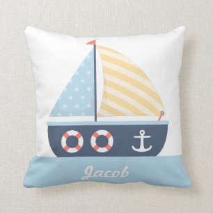 Elegantes Segelboot Nautical Theme Boys Zimmerdeko Kissen