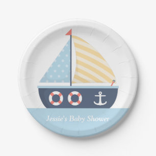 Elegantes Segelboot-SeeBabyparty-Versorgungen Pappteller