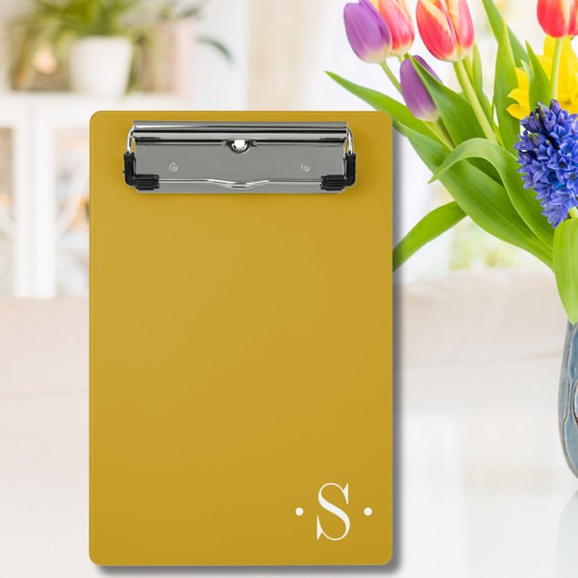 Elegantes Senf-Monogramm Mini Klemmbrett (Von Creator hochgeladen)