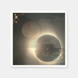Elegantes Sepia Solar Eclipse Custom Foto Wedding Serviette