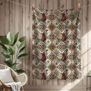 Elegantes Shabby Chic Blanket Rote Rosen Fliesenmo Fleecedecke