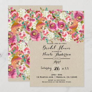 Elegantes Shabby Chic-Brautparty für Floral und Kr Einladung