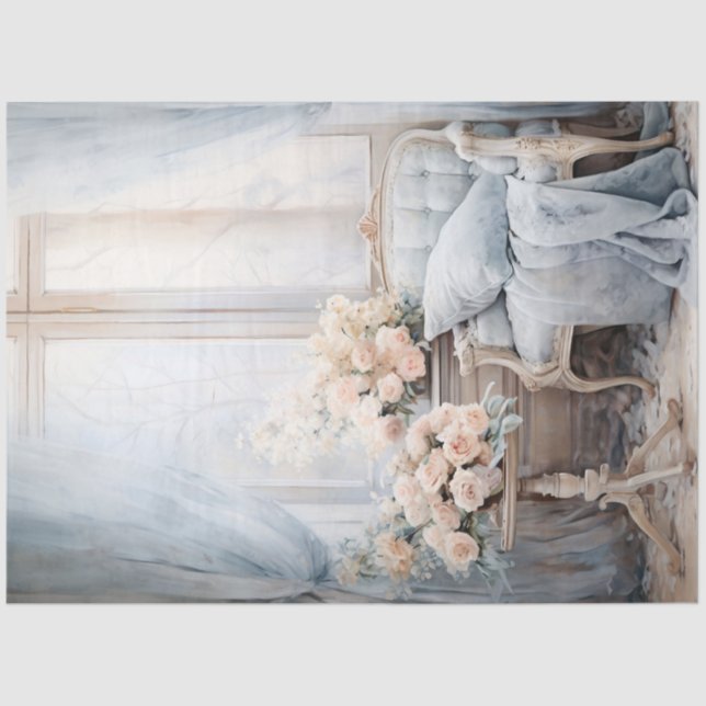 Elegantes Shabby Chic gemütliches Nokesofa und Blu Seidenpapier (Vorderseite)