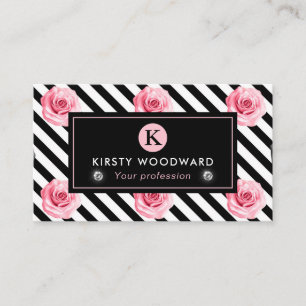 Elegantes Shabby Chic, rosa und schwarze Rose Must Visitenkarte