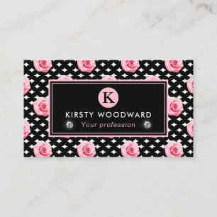 Elegantes Shabby Chic, rosa und schwarze Rose Must Visitenkarte