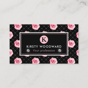 Elegantes Shabby Chic, rosa und schwarze Rose Must Visitenkarte