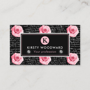 Elegantes Shabby Chic, rosa und schwarze Rose Must Visitenkarte