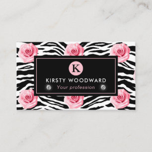 Elegantes Shabby Chic, rosa und schwarze Rose Must Visitenkarte
