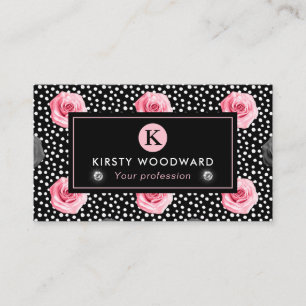 Elegantes Shabby-Chic-Rosa- und schwarzes Rosenmus Visitenkarte