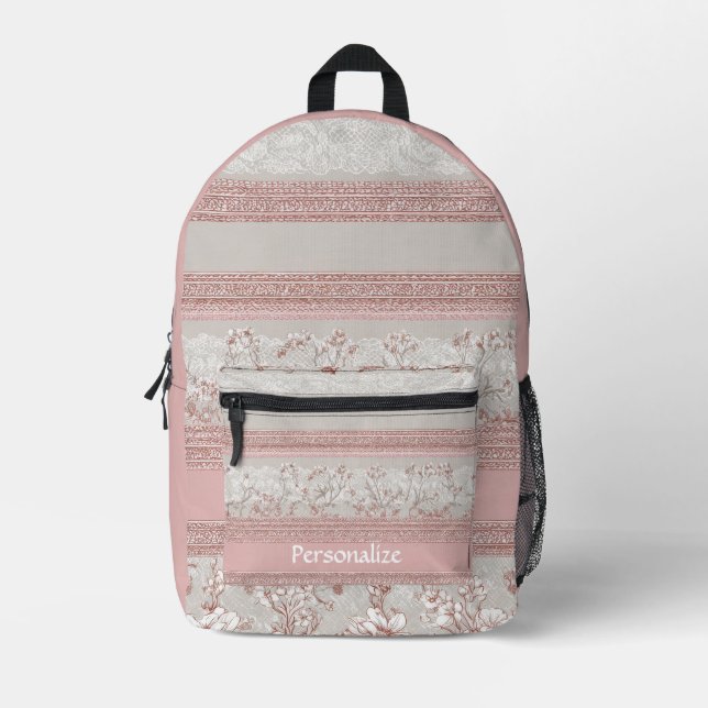 Elegantes Shabby Chic Vintag Lace Personalisiert Bedruckter Rucksack (Vorderseite)