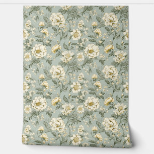 Elegantes Shabby Chic Vintage weiße Blume Salbei Tapete