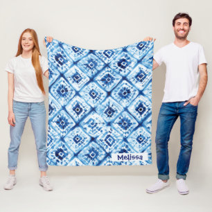 Elegantes Shibori-Muster Benutzerdefinierter Name Fleecedecke