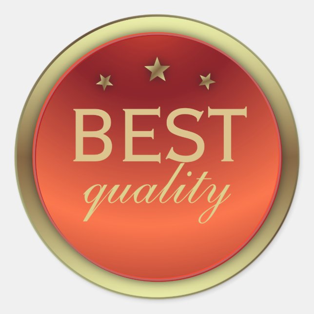 Elegantes Shiny Gold und Red Best Quality Label Runder Aufkleber (Vorderseite)