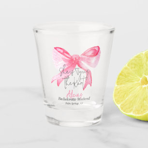 Elegantes Sich-das-Jawort-Geben Rosa Schleife Jung Schnapsglas