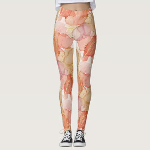 Elegantes Sienna-Taupe-Gold-Marmor-Fluid Leggings