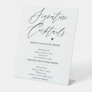 Elegantes Signature-Cocktails-Hochzeitsbar-Schild Sockelschild