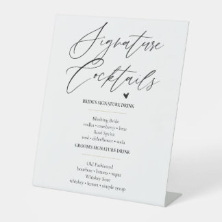 Elegantes Signature-Cocktails-Hochzeitsbar-Schild Sockelschild