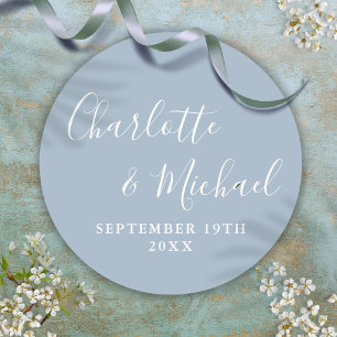Elegantes Signature Script Dusty Blue Runder Aufkleber
