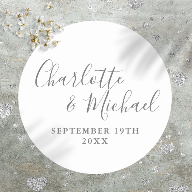 Elegantes Signaturskript Runder Aufkleber (Elegant Signature Script Classic Round Sticker)