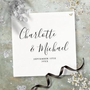 Elegantes Signaturskript schwarz und weiß Serviette