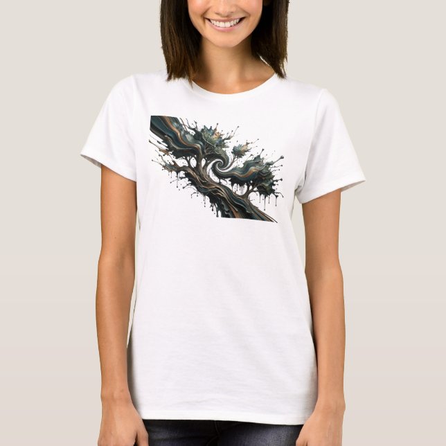 Elegantes Silber ABSTRACT ART Design T-Shirt (Vorderseite)