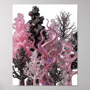 Elegantes Silber ABSTRACTE KUNST Abstrakte Gestalt Poster