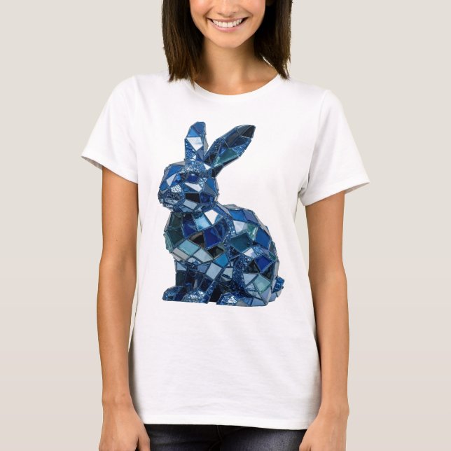 Elegantes Silber BLUE RABBIT Design T-Shirt (Vorderseite)