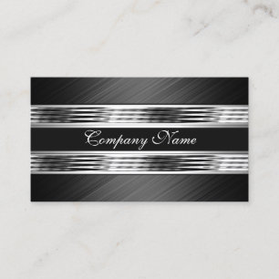 Elegantes Silber Chrom Metall Schwarz 2 Visitenkarte