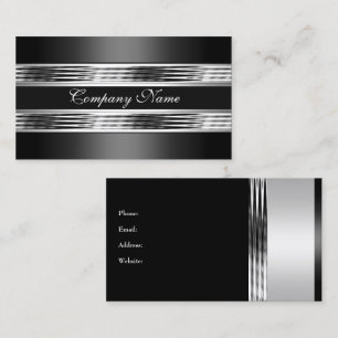 Elegantes Silber Chrom Metall Schwarz 3 Visitenkarte