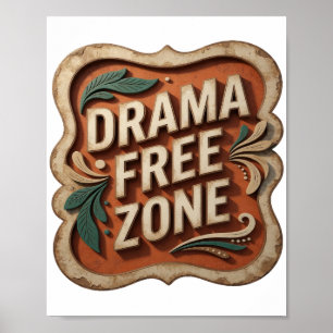 Elegantes Silber DRAMA FREIE ZONE Poster