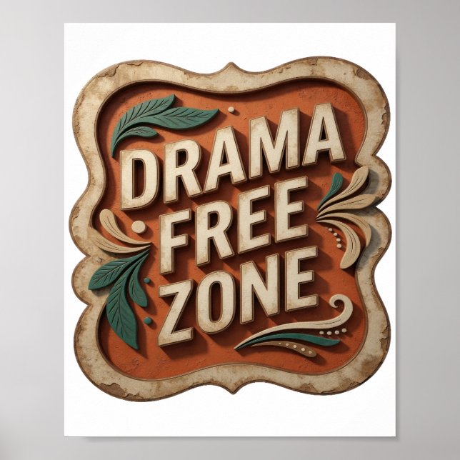 Elegantes Silber DRAMA FREIE ZONE Poster (Vorne)