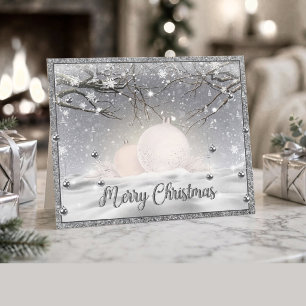 Elegantes Silber Frohe Weihnachten, Frohe Feiertag Postkarte
