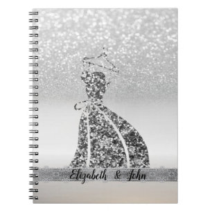 Elegantes Silber-Glitter-Bokeh, Kleid Notizblock
