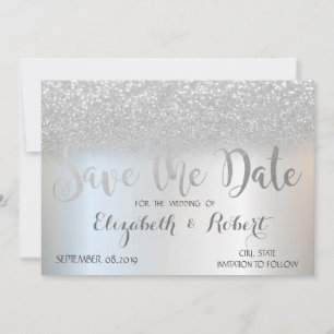 Elegantes Silber Glitter Bokeh Save The Date